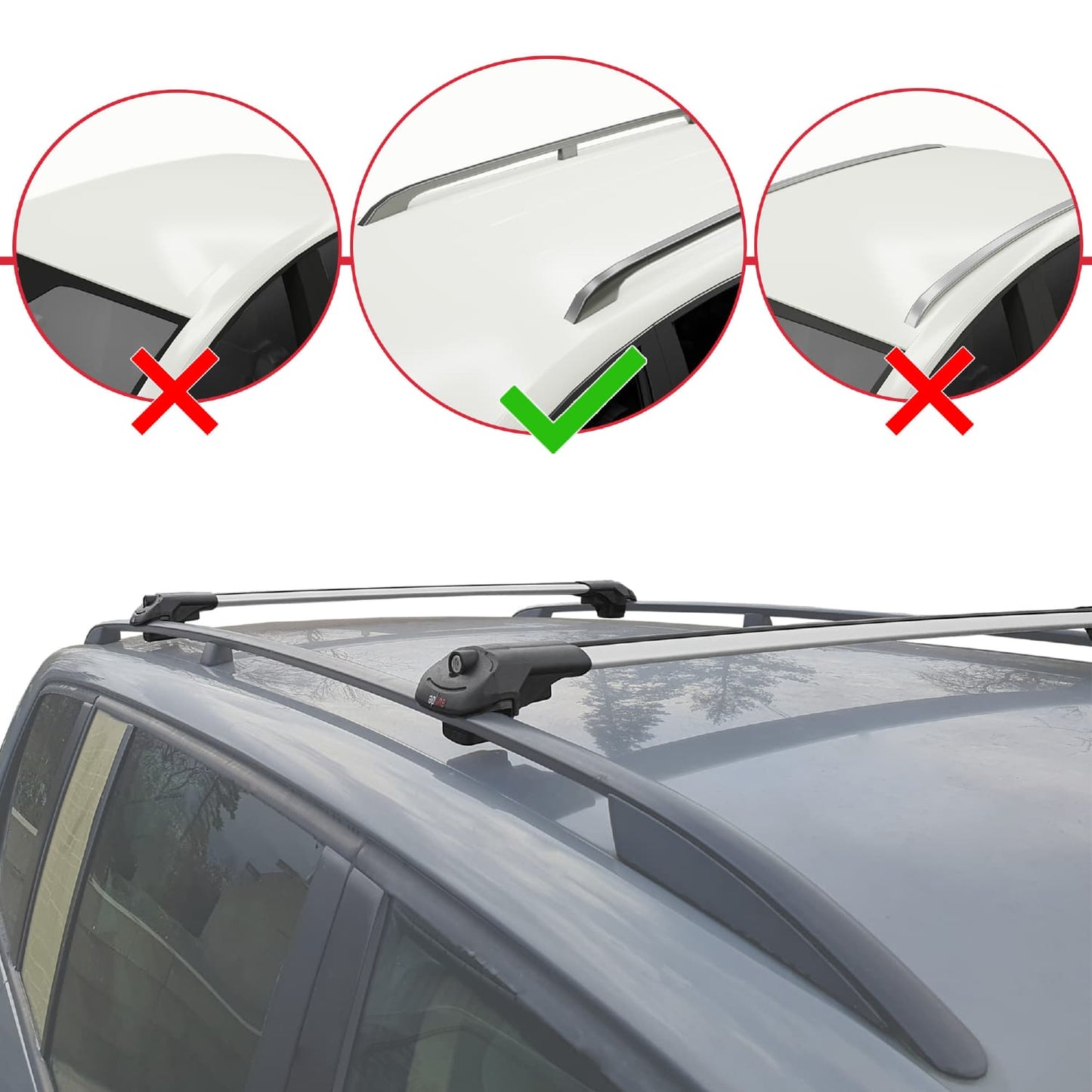 Compatible with Infiniti FX37 2002-2013 ACE-1 Car Roof Rack Cross Bar Grey Aluminium 2 Bars