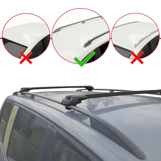 Compatible with Citroen C3 Aircross (A88) 2018-2024 ACE-1 Car Roof Rack Cross Bar Black Aluminium 2 Bars