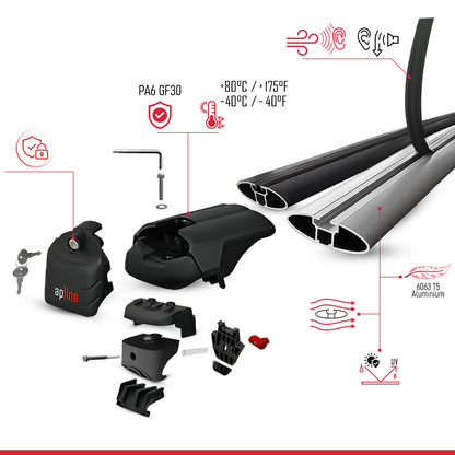 Compatible with Acura MDX (YD8) 2025-2026 ACE-2 Model Roof Rack Black 2 Aluminium Bars