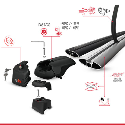 Compatible with Audi Q7 (4M) 2016-2025 ACE-2 Car Roof Rack Cross Bar Black Aluminium 2 Bars
