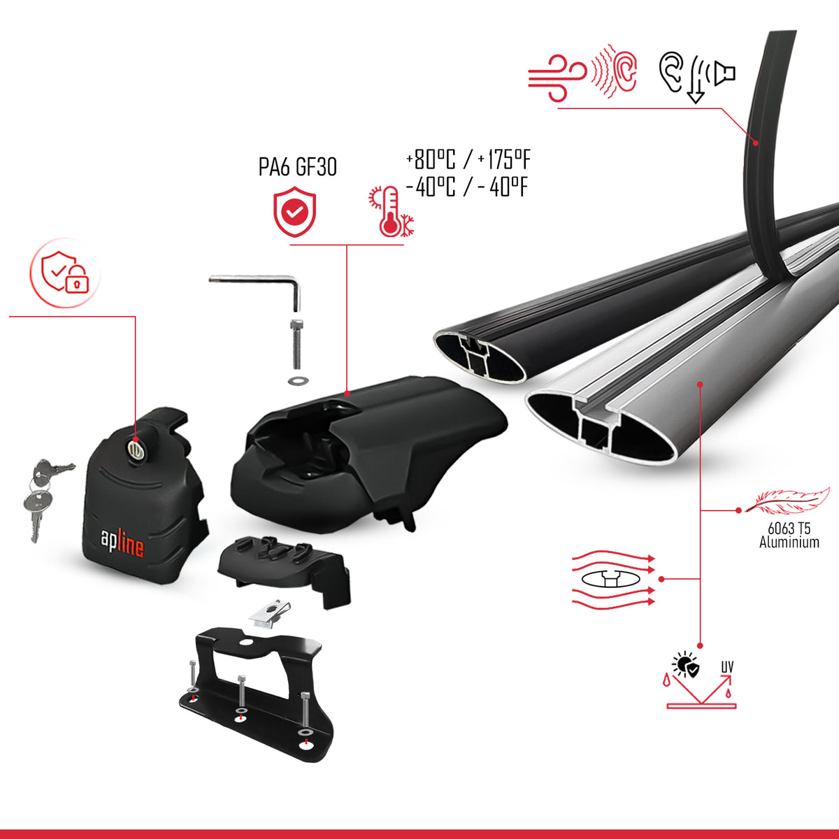 Compatible with Honda CR-V 2 2002-2006 ACE-2 Model Car Roof Rack Cross Bar Gray Aluminium 2 Bars