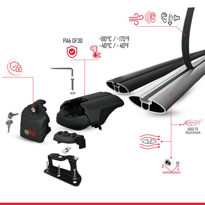 Compatible with Honda CR-V 2 2002-2006 ACE-2 Model Car Roof Rack Cross Bar Gray Aluminium 2 Bars