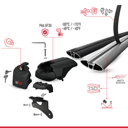 Compatible with Jeep Compass 2017-2025 ACE-2 Car Roof Rack Cross Bar Black Aluminium 2 Bars