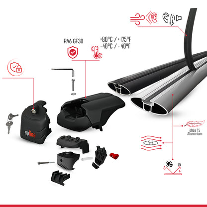 Compatible with Mitsubishi Outlander (GM) 2022-2026 ACE-2 Model Roof Rack Gray 2 Aluminium Bars