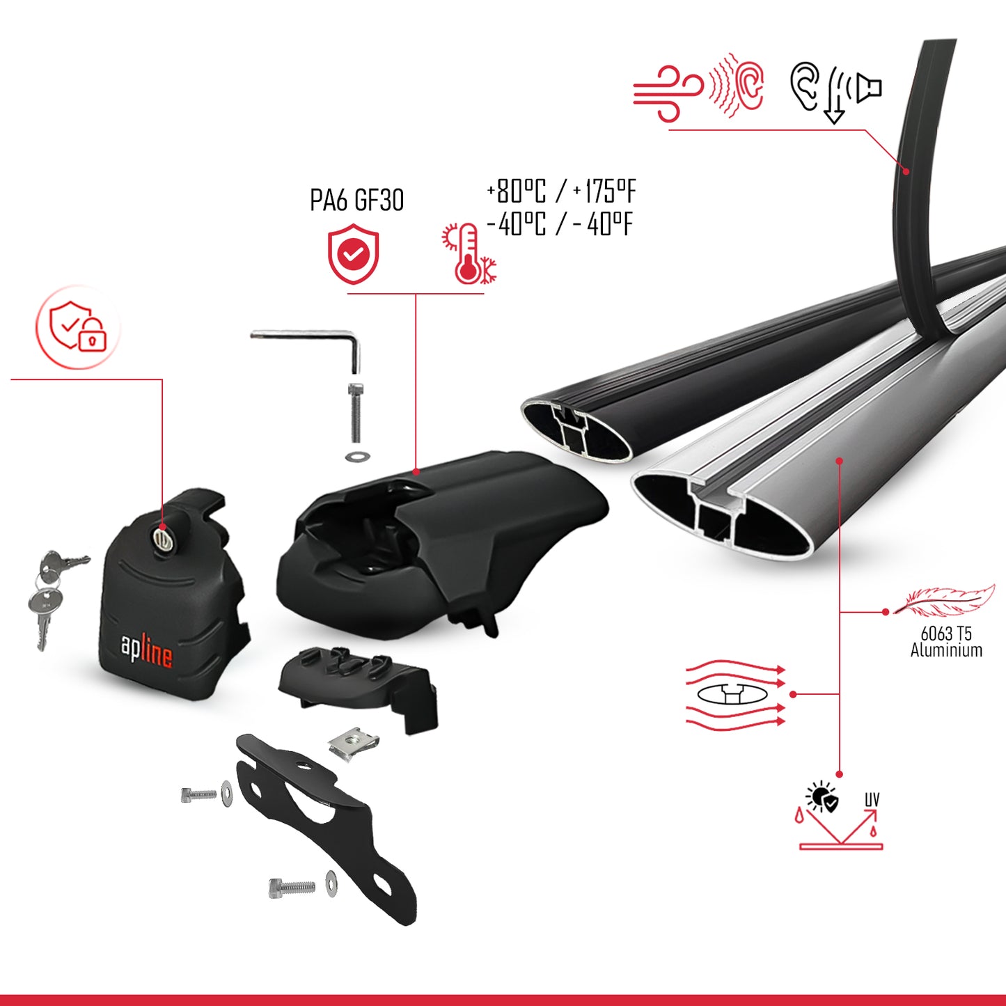 Compatible with Chevrolet Tahoe 4 2015-2020 ACE-2 Model Car Roof Rack Cross Bar Gray Aluminium 2 Bars