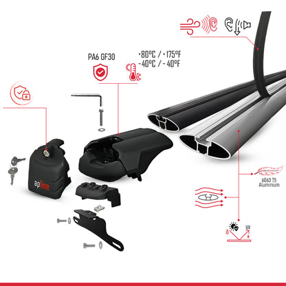 Compatible with Nissan Kicks (P15) 2018-2024 ACE-2 Model Car Roof Rack Cross Bar Gray Aluminium 2 Bars
