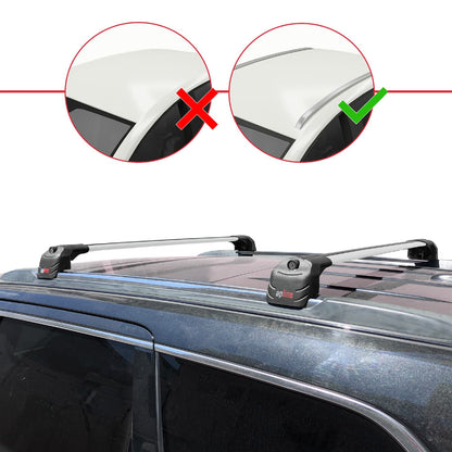 Compatible with Jeep Grand Cherokee 4 (WK2) 2011-2020 ACE-2 Model Car Roof Rack Cross Bar Gray Aluminium 2 Bars