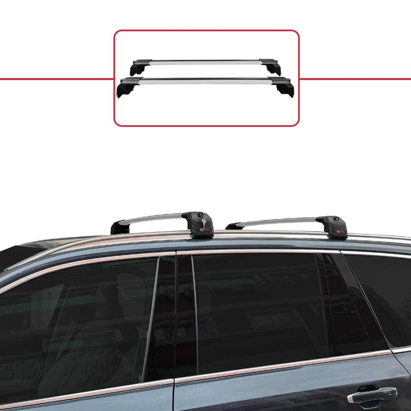 Compatible with Volvo XC90 II 2015-2026 ACE-2 Model Car Roof Rack Cross Bar Gray Aluminium 2 Bars