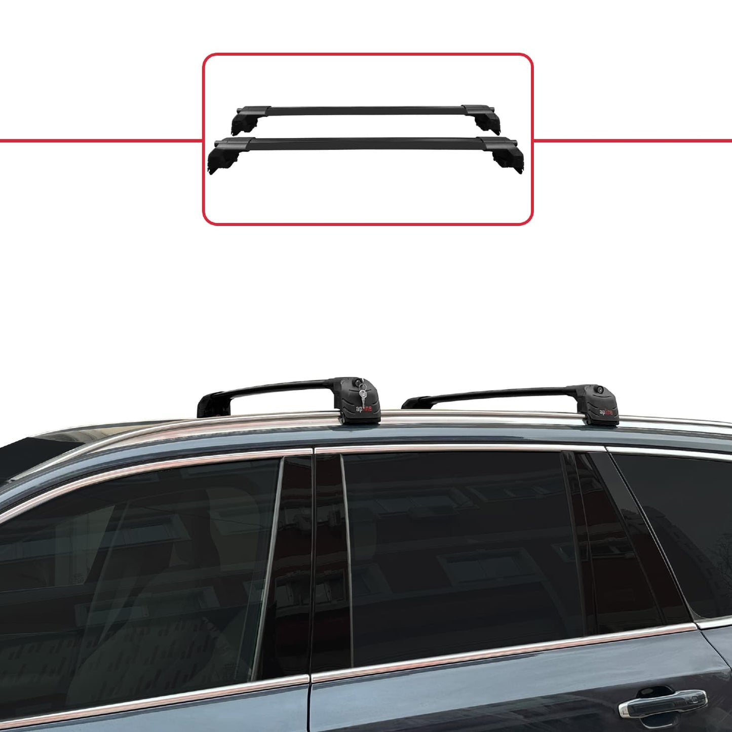 Compatible with Volvo XC90 II 2015-2026 ACE-2 Model Car Roof Rack Cross Bar Black Aluminium 2 Bars