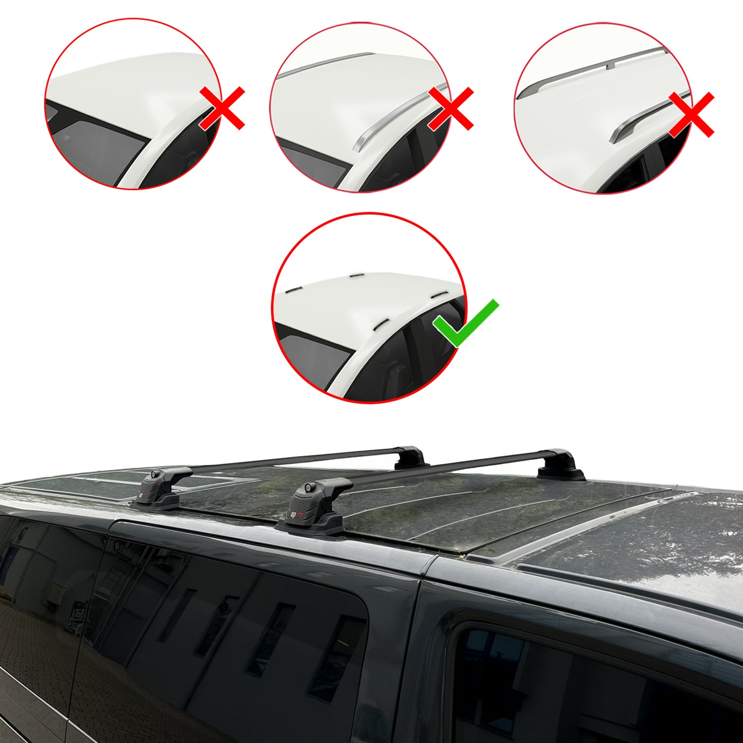 Compatible with Peugeot Expert VAN 2017-2025 ACE-3 Car Roof Rack Cross Bar Black Aluminium 2 Bars