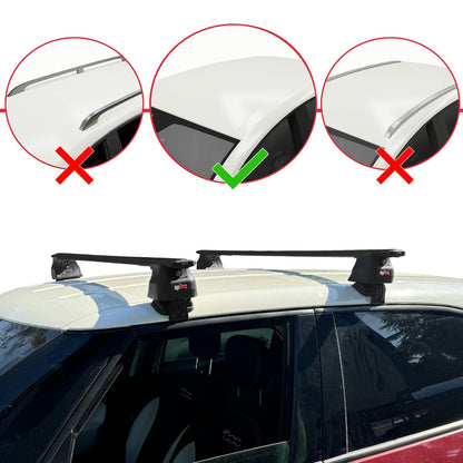 Compatible with Fiat 500 L 2012-2017 ACE-4 Car Roof Rack Cross Bar Black Aluminium 2 Bars