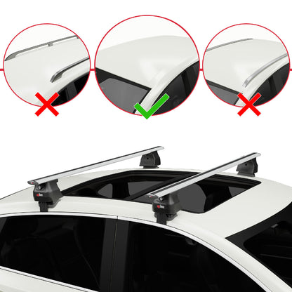 Compatible with Renault Laguna 2 (X74) 2001-2007 ACE-4 Car Roof Rack Cross Bar Black Aluminium 2 Bars