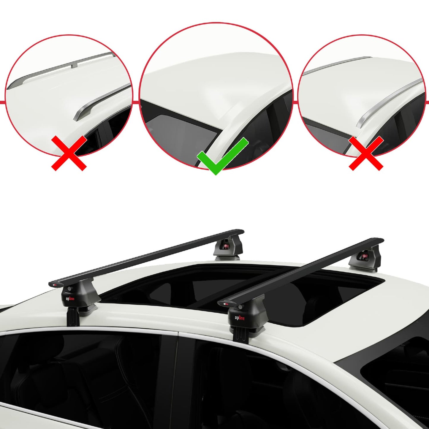 Compatible with Opel Vectra C 2002-2010 ACE-4 Car Roof Rack Cross Bar Black Aluminium 2 Bars