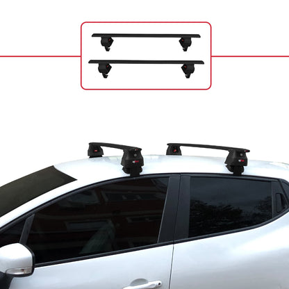Compatible with Renault Clio 4 2013-2020 ACE-4 Car Roof Rack Cross Bar Black Aluminium 2 Bars