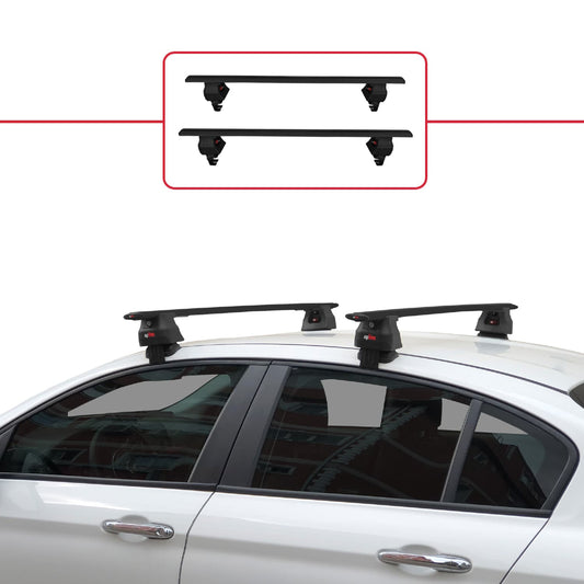 Compatible with Fiat Egea Sedan 2015-2025 ACE-4 Car Roof Rack Cross Bar Black Aluminium 2 Bars