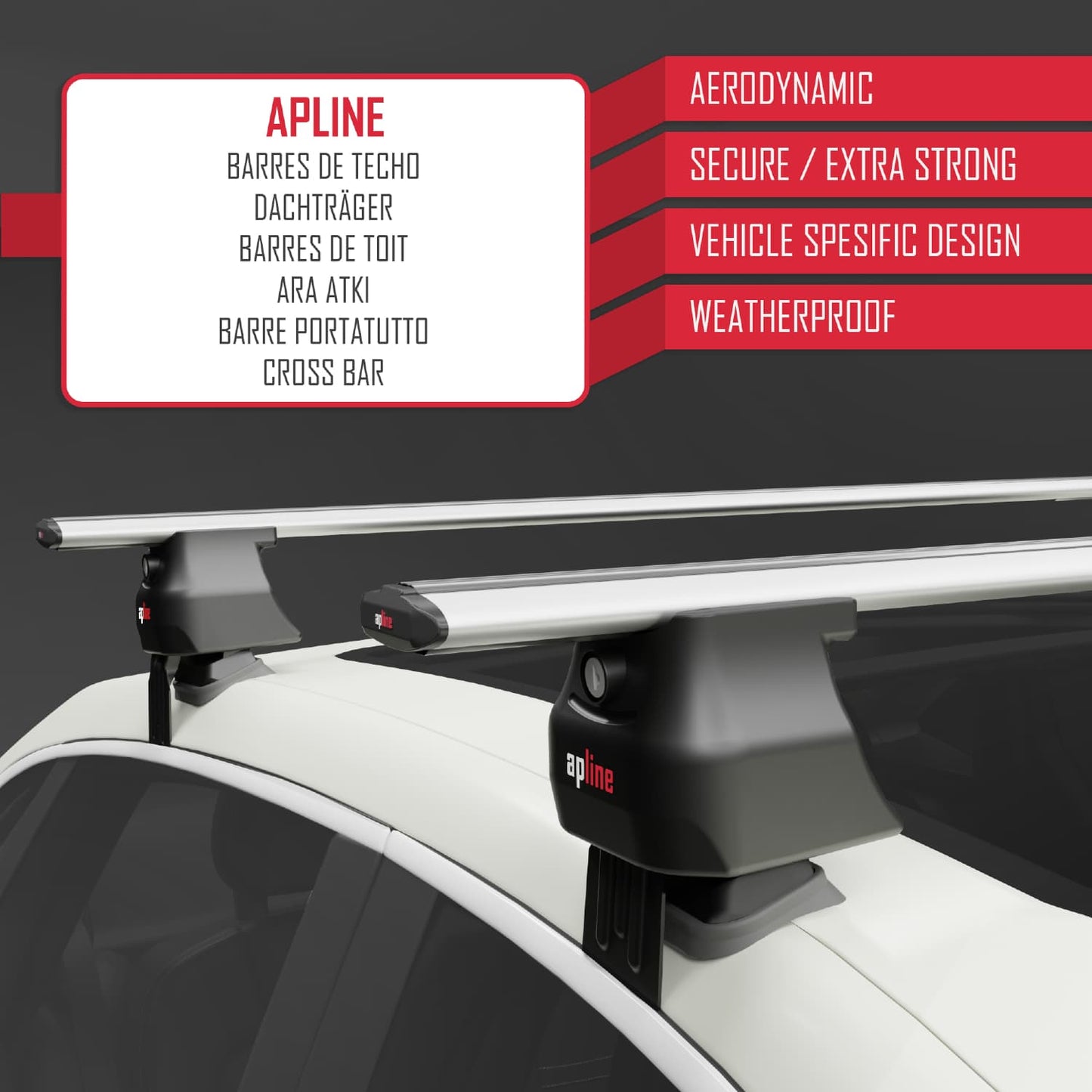 Compatible with Renault Laguna 2 (X74) 2001-2007 ACE-4 Car Roof Rack Cross Bar Black Aluminium 2 Bars