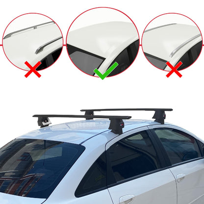 Compatible with Fiat Linea (323) 2007-2016 ACE-4 Car Roof Rack Cross Bar Black Aluminium 2 Bars