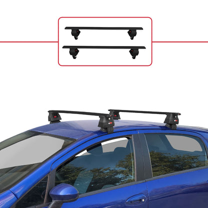 Compatible with Fiat Grande Punto (199) 2005-2012 ACE-4 Car Roof Rack Cross Bar Black Aluminium 2 Bars