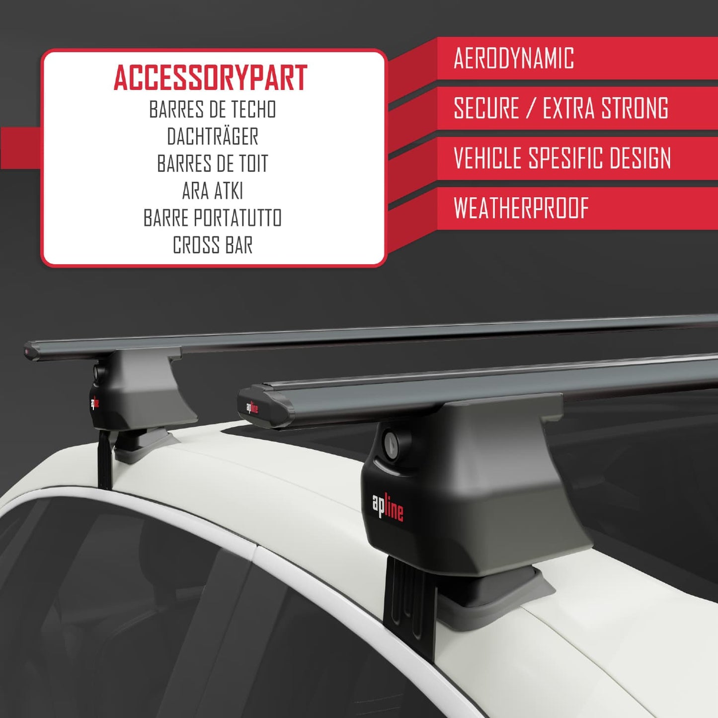 Compatible with Ford Fiesta VI 2013-2017 ACE-4 Model Roof Rack Black
