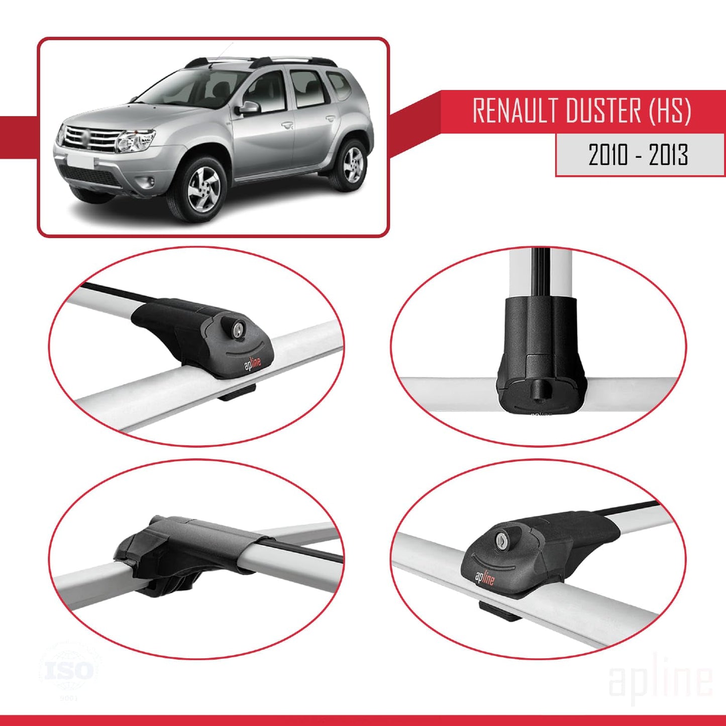 Compatible with Renault Duster (HS) Pre-Facelift 2010-2013 ACE-1 Car Roof Rack Cross Bar Grey Aluminium 2 Bars