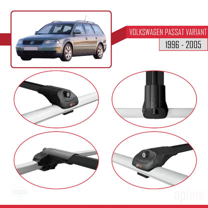 Compatible with VW Passat B5 Variant 1996-2005 ACE-1 Car Roof Rack Cross Bar Black Aluminium 3 Bars