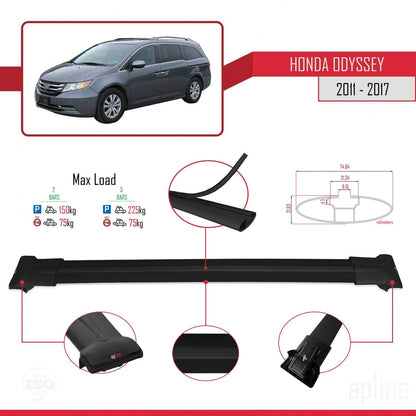 Compatible with Honda Odyssey 2011-2017 Fly Model Car Roof Rack Cross Bar Black Aluminium 2 Bars