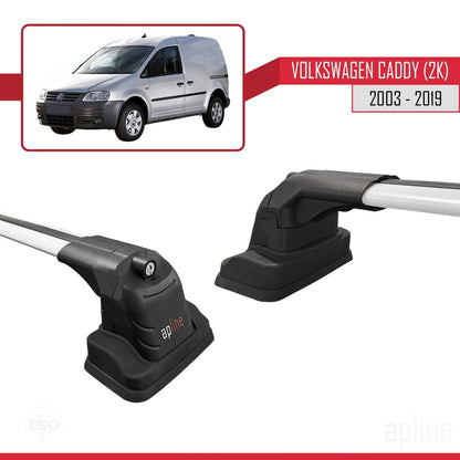 Compatible with Volkswagen Caddy (2K) 2003-2019 ACE-3 Car Roof Rack Cross Bar Grey Aluminium 2 Bars