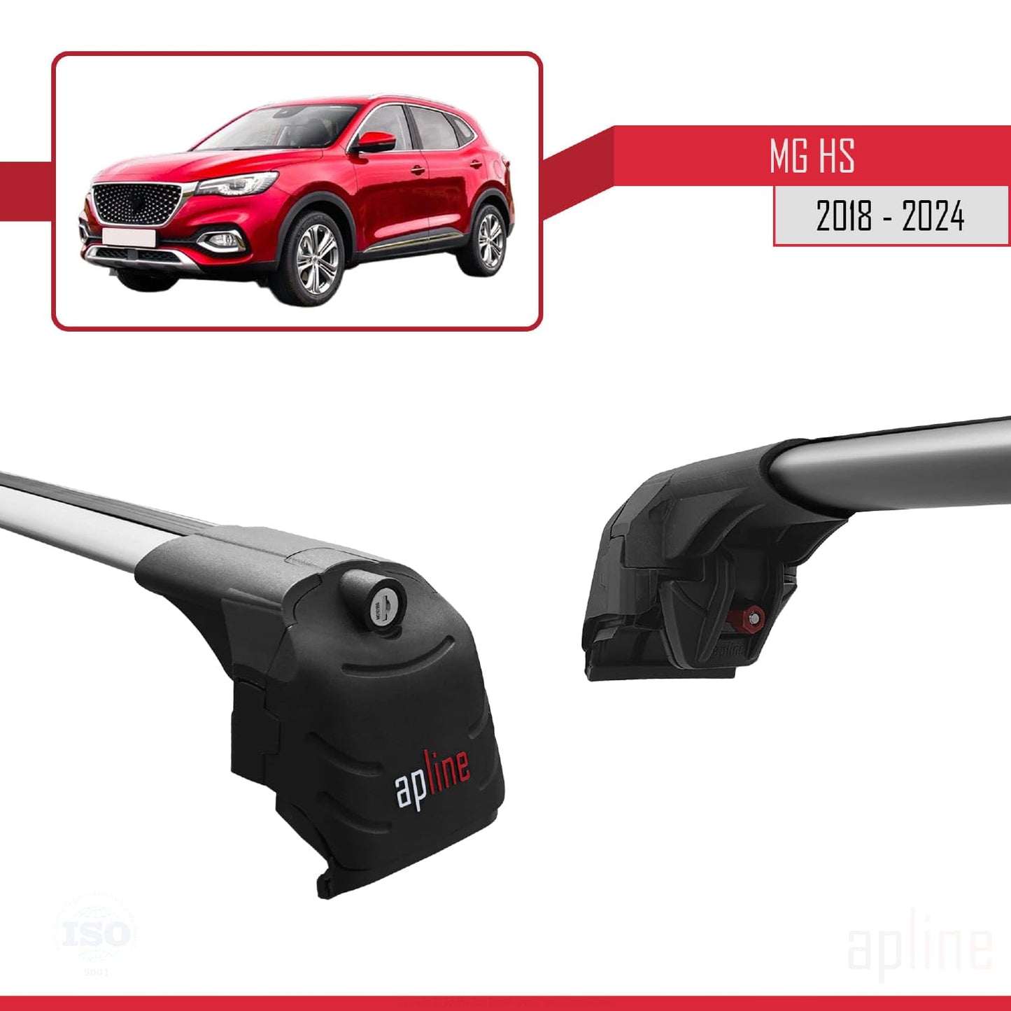Compatible with MG HS (AS23) 2018-2024 ACE-2 Car Roof Rack Cross Bar Grey Aluminium 2 Bars