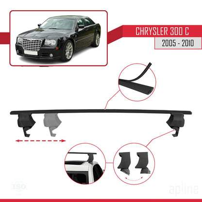 Compatible with Chrysler 300 C 2005-2010 ACE-4 Car Roof Rack Cross Bar Black Aluminium 2 Bars