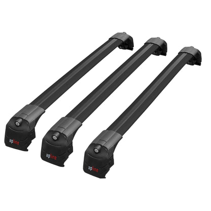 Compatible with Kia Sedona 3 (YP) 2015-2021 ACE-2 Car Roof Rack Cross Bar Black Aluminium 3 Bars