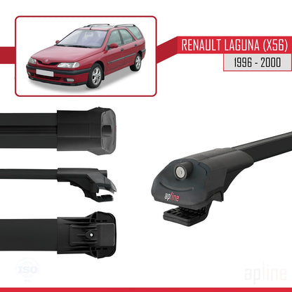 Compatible with Renault Laguna (X56) 1996-200 ACE-1 Car Roof Rack Cross Bar Black Aluminium 2 Bars