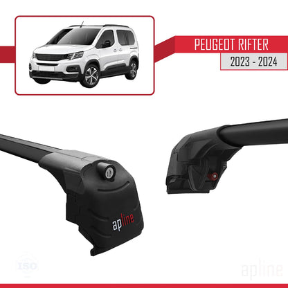 Compatible with Peugeot Rifter 2023-2024 ACE-2 Car Roof Rack Cross Bar Black Aluminium 2 Bars