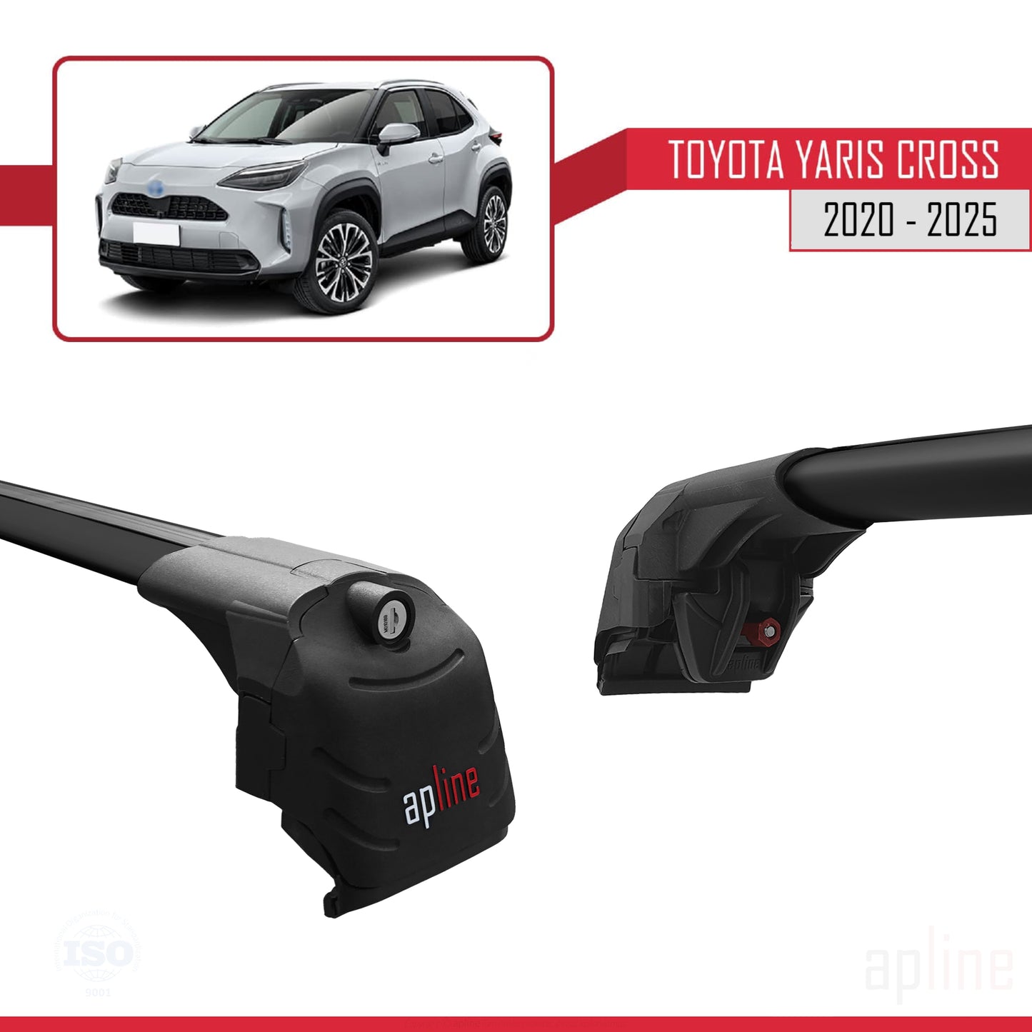Compatible with Toyota Yaris Cross 2020-2025 ACE-2 Car Roof Rack Cross Bar Black Aluminium 2 Bars