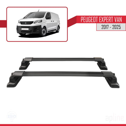 Compatible with Peugeot Expert VAN 2017-2025 ACE-3 Car Roof Rack Cross Bar Black Aluminium 2 Bars