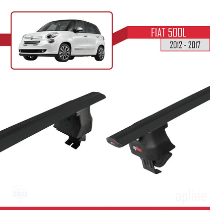 Compatible with Fiat 500 L 2012-2017 ACE-4 Car Roof Rack Cross Bar Black Aluminium 2 Bars