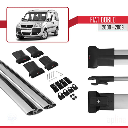 Compatible with Fiat Doblo 2000-2009 FLY Model Car Roof Rack Cross Bar Grey Aliminum 2 Bars