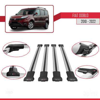Compatible with Fiat Doblo 2 2010-2022 FLY Model Car Roof Rack Cross Bar Grey Aluminium 4 Bars