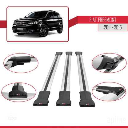 Compatible with Fiat Freemont 2011-2015 FLY Model Car Roof Rack Cross Bar Grey Aluminium 3 Bars