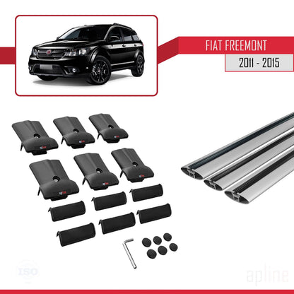 Compatible with Fiat Freemont 2011-2015 FLY Model Car Roof Rack Cross Bar Grey Aluminium 3 Bars