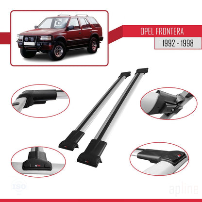 Compatible with Opel Frontera 1992-1998 FLY Model Car Roof Rack Cross Bar Grey Aluminium 2 Bars