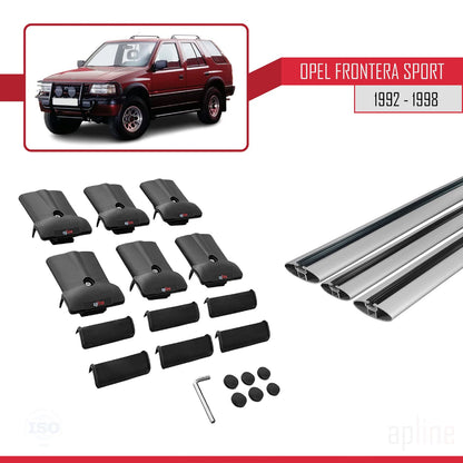 Compatible with Opel Frontera Sport 1992-1998 FLY Model Car Roof Rack Cross Bar Grey Aluminium 3 Bars