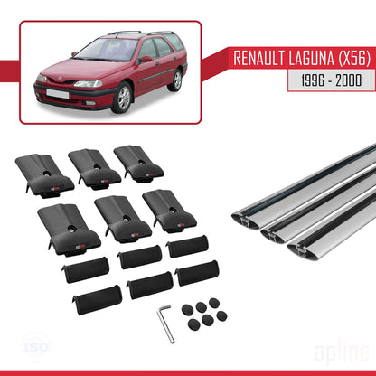 Compatible with Renault Laguna (X56) 1996-200 FLY Model Car Roof Rack Cross Bar Grey Aluminium 3 Bars