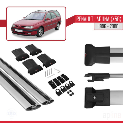 Compatible with Renault Laguna (X56) 1996-200 FLY Model Car Roof Rack Cross Bar Grey Aluminium 2 Bars