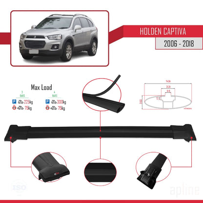 Compatible with Holden Captiva 2006-2018 FLY Model Car Roof Rack Cross Bar Black Aluminium 3 Bars