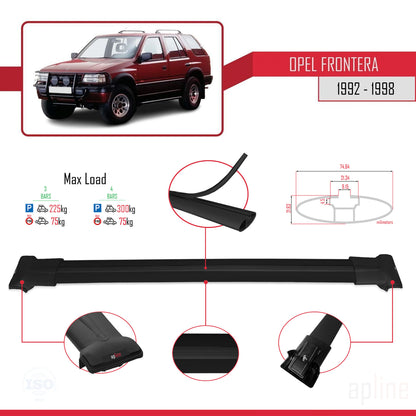 Compatible with Opel Frontera 1992-1998 FLY Model Car Roof Rack Cross Bar Black Aluminium 3 Bars