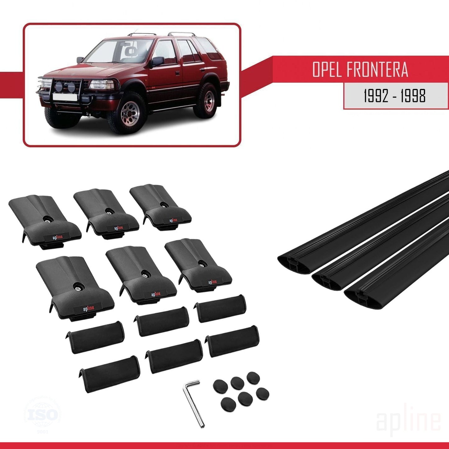 Compatible with Opel Frontera 1992-1998 FLY Model Car Roof Rack Cross Bar Black Aluminium 3 Bars