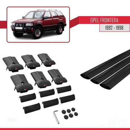 Compatible with Opel Frontera 1992-1998 FLY Model Car Roof Rack Cross Bar Black Aluminium 3 Bars