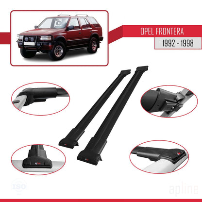 Compatible with Opel Frontera 1992-1998 FLY Model Car Roof Rack Cross Bar Black Aluminium 2 Bars