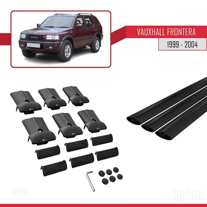 Compatible with Vauxhall Frontera 2 1999-2004 FLY Model Car Roof Rack Cross Bar Black Aluminium 3 Bars