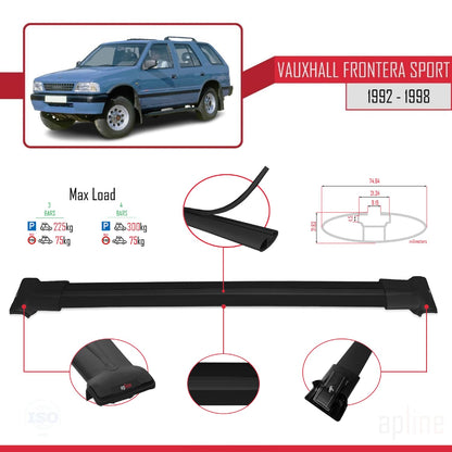 Compatible with Vauxhall Frontera Sport 1992-1998 FLY Model Car Roof Rack Cross Bar Black Aluminium 3 Bars